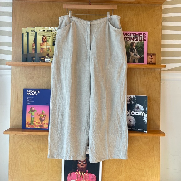 Eileen Fisher Beige Wide Leg Cropped Pants size L - Picture 1 of 10